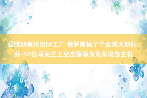 爱唯侦察论坛bt工厂 俄罗斯搞了个寰球大新闻，苏-57在乌克兰上空击落隐身无东说念主机