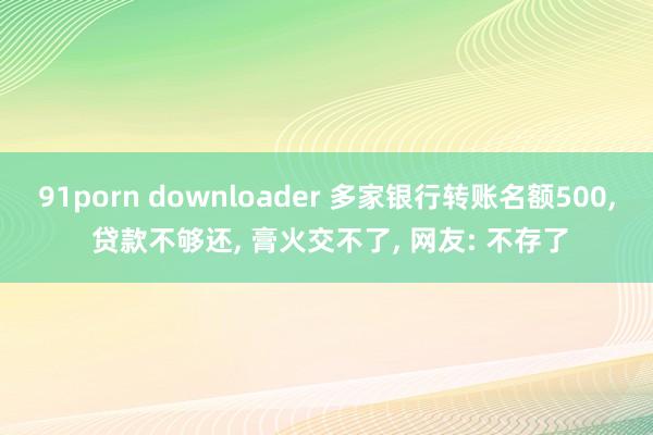 91porn downloader 多家银行转账名额500， 贷款不够还， 膏火交不了， 网友: 不存了