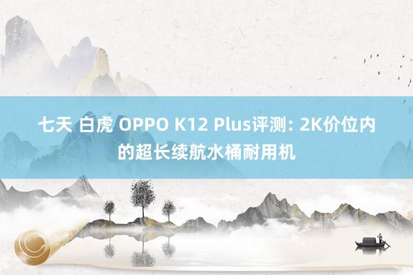 七天 白虎 OPPO K12 Plus评测: 2K价位内的超长续航水桶耐用机