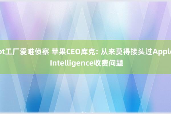 bt工厂爱唯侦察 苹果CEO库克: 从来莫得接头过Apple Intelligence收费问题