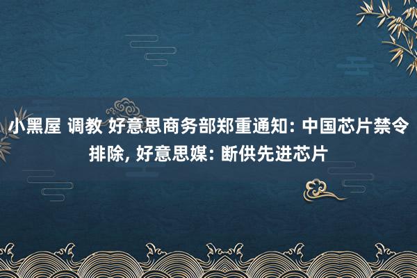 小黑屋 调教 好意思商务部郑重通知: 中国芯片禁令排除， 好意思媒: 断供先进芯片