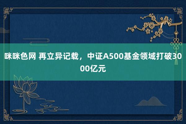 咪咪色网 再立异记载，中证A500基金领域打破3000亿元