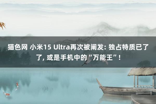 猫色网 小米15 Ultra再次被阐发: 独占特质已了了， 或是手机中的“万能王”!