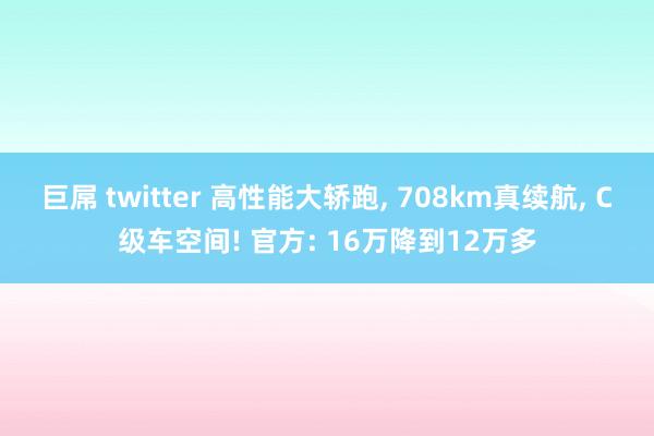 巨屌 twitter 高性能大轿跑， 708km真续航， C级车空间! 官方: 16万降到12万多
