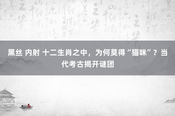 黑丝 内射 十二生肖之中，为何莫得“猫咪”？当代考古揭开谜团