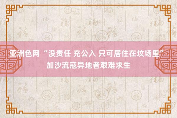 亚洲色网 “没责任 充公入 只可居住在坟场里” 加沙流寇异地者艰难求生