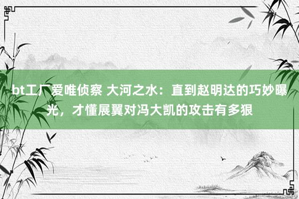 bt工厂爱唯侦察 大河之水：直到赵明达的巧妙曝光，才懂展翼对冯大凯的攻击有多狠