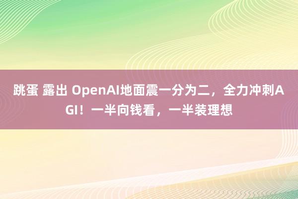 跳蛋 露出 OpenAI地面震一分为二，全力冲刺AGI！一半向钱看，一半装理想