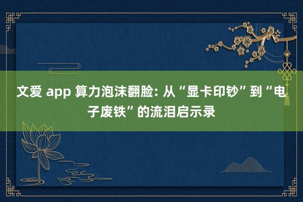文爱 app 算力泡沫翻脸: 从“显卡印钞”到“电子废铁”的流泪启示录