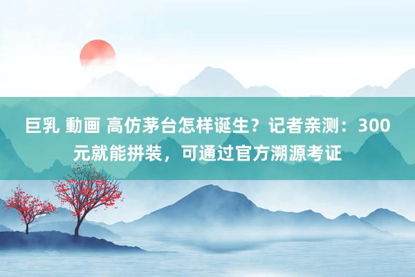 巨乳 動画 高仿茅台怎样诞生？记者亲测：300元就能拼装，可通过官方溯源考证