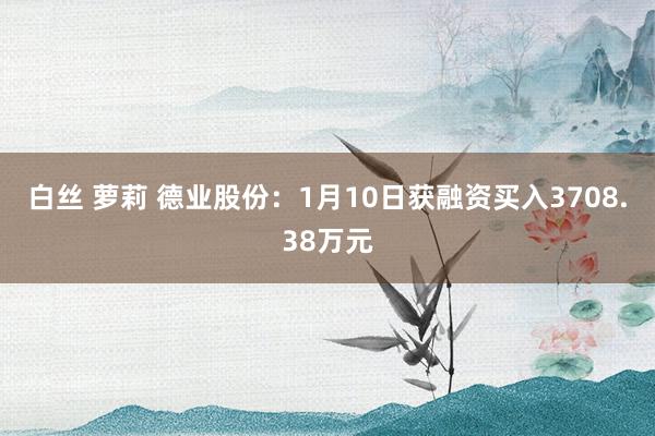 白丝 萝莉 德业股份：1月10日获融资买入3708.38万元