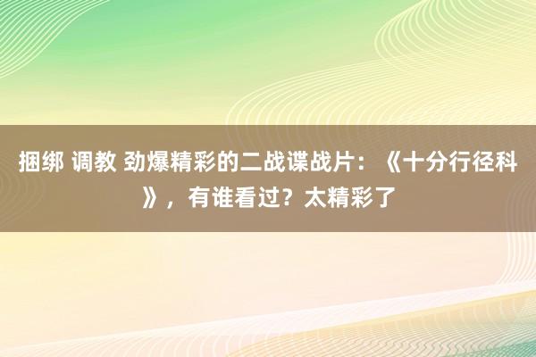 捆绑 调教 劲爆精彩的二战谍战片：《十分行径科》，有谁看过？太精彩了