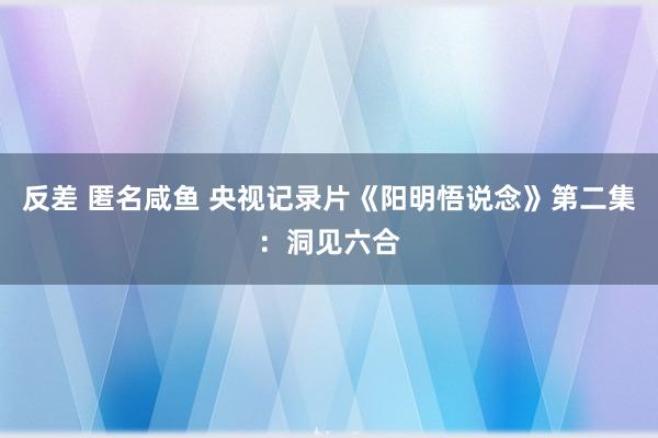 反差 匿名咸鱼 央视记录片《阳明悟说念》第二集：洞见六合
