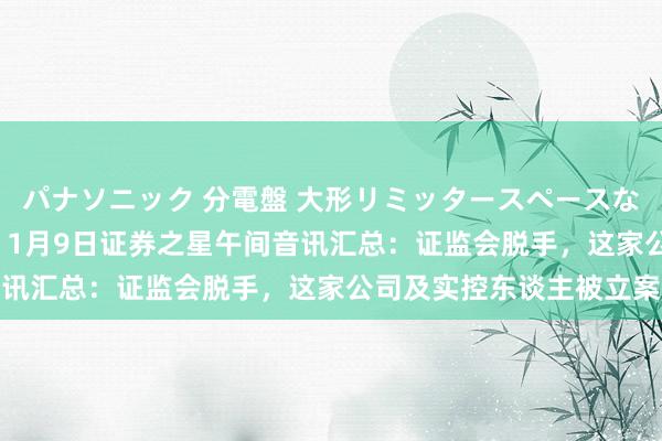 パナソニック 分電盤 大形リミッタースペースなし 露出・半埋込両用形 1月9日证券之星午间音讯汇总：证监会脱手，这家公司及实控东谈主被立案