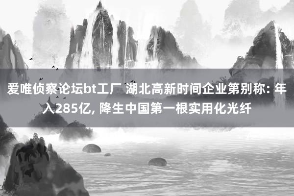 爱唯侦察论坛bt工厂 湖北高新时间企业第别称: 年入285亿， 降生中国第一根实用化光纤