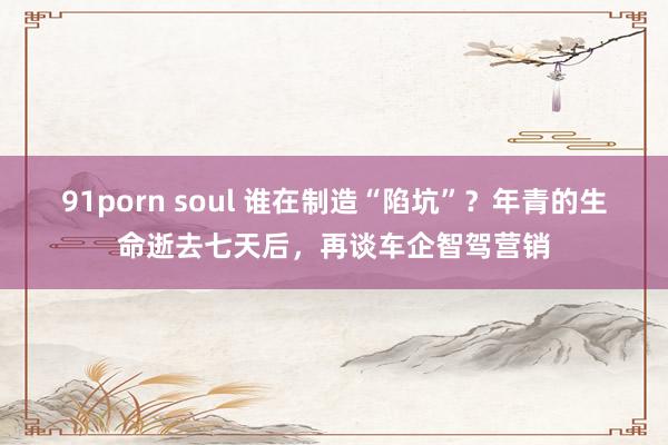 91porn soul 谁在制造“陷坑”？年青的生命逝去七天后，再谈车企智驾营销