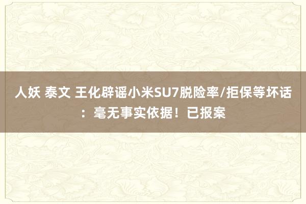 人妖 泰文 王化辟谣小米SU7脱险率/拒保等坏话：毫无事实依据！已报案