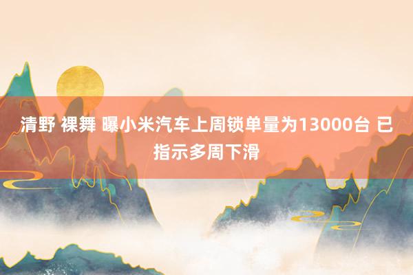 清野 裸舞 曝小米汽车上周锁单量为13000台 已指示多周下滑