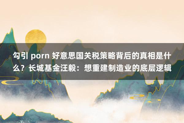 勾引 porn 好意思国关税策略背后的真相是什么？长城基金汪毅：想重建制造业的底层逻辑