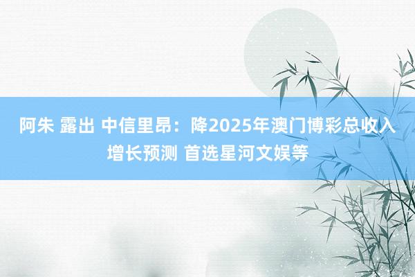 阿朱 露出 中信里昂：降2025年澳门博彩总收入增长预测 首选星河文娱等