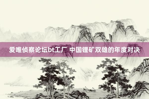爱唯侦察论坛bt工厂 中国锂矿双雄的年度对决