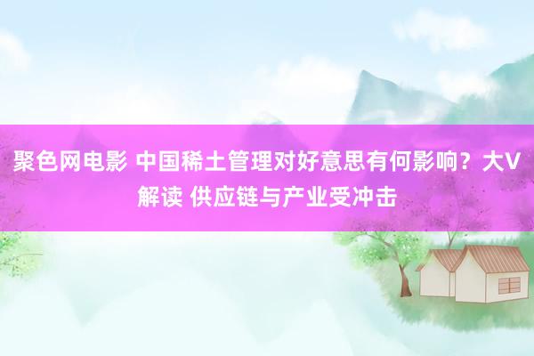聚色网电影 中国稀土管理对好意思有何影响？大V解读 供应链与产业受冲击
