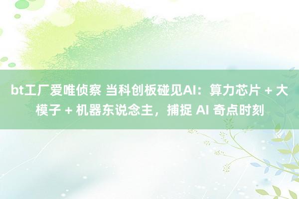 bt工厂爱唯侦察 当科创板碰见AI：算力芯片 + 大模子 + 机器东说念主，捕捉 AI 奇点时刻