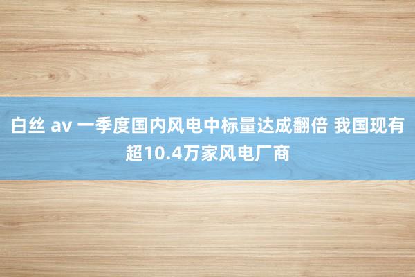 白丝 av 一季度国内风电中标量达成翻倍 我国现有超10.4万家风电厂商