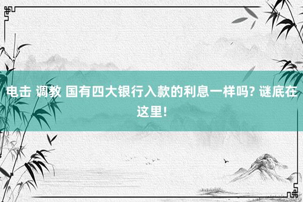 电击 调教 国有四大银行入款的利息一样吗? 谜底在这里!