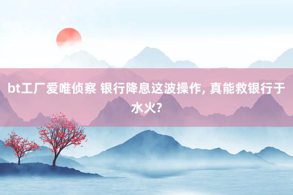 bt工厂爱唯侦察 银行降息这波操作， 真能救银行于水火?