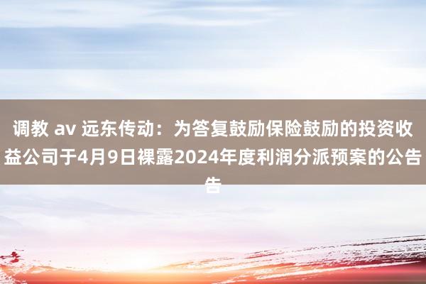 调教 av 远东传动：为答复鼓励保险鼓励的投资收益公司于4月9日裸露2024年度利润分派预案的公告