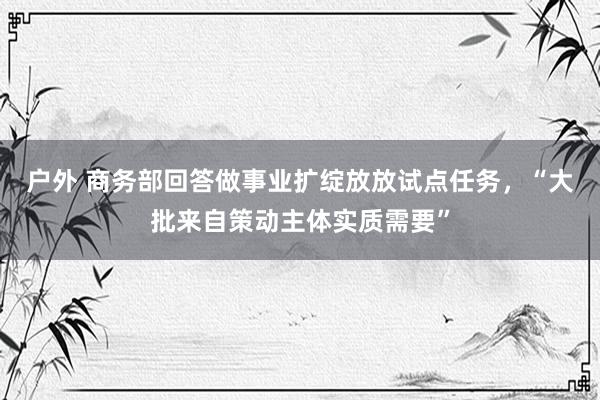 户外 商务部回答做事业扩绽放放试点任务，“大批来自策动主体实质需要”
