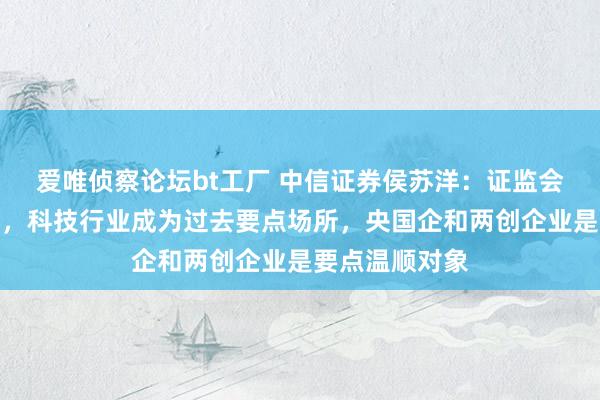 爱唯侦察论坛bt工厂 中信证券侯苏洋：证监会守旧并购重组，科技行业成为过去要点场所，央国企和两创企业是要点温顺对象