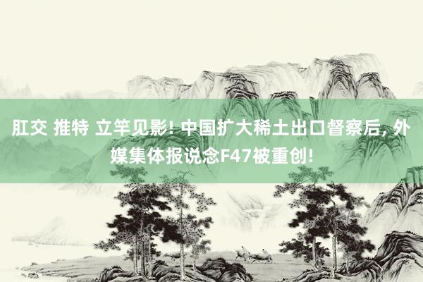 肛交 推特 立竿见影! 中国扩大稀土出口督察后， 外媒集体报说念F47被重创!