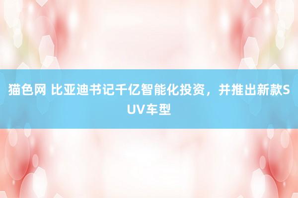 猫色网 比亚迪书记千亿智能化投资，并推出新款SUV车型