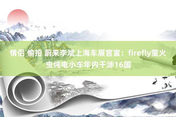 情侣 偷拍 蔚来李斌上海车展官宣：firefly萤火虫纯电小车年内干涉16国