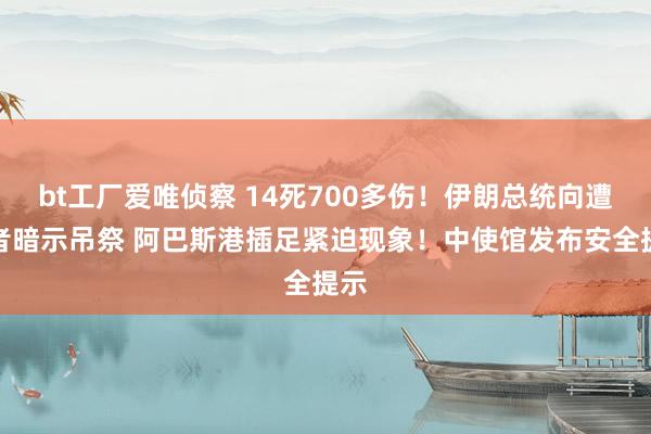 bt工厂爱唯侦察 14死700多伤！伊朗总统向遭难者暗示吊祭 阿巴斯港插足紧迫现象！中使馆发布安全提示