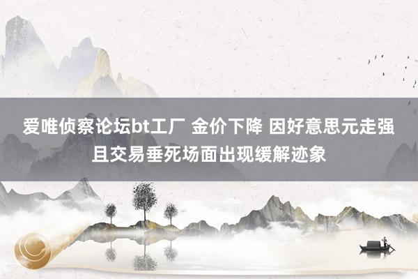 爱唯侦察论坛bt工厂 金价下降 因好意思元走强且交易垂死场面出现缓解迹象